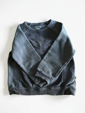 Kids Ribbed Crewneck Sweatshirt - Easy Peasy - Charcoal Gray Size 3T